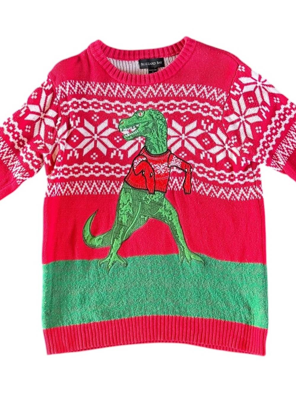 Holiday Dino Sweater in Red and Green